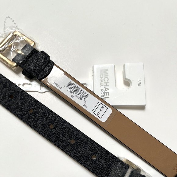 Michael Kors Double Pouch Belt Bag Black Leather MK Logo Waist Fanny Pack NWT - Picture 6 of 9